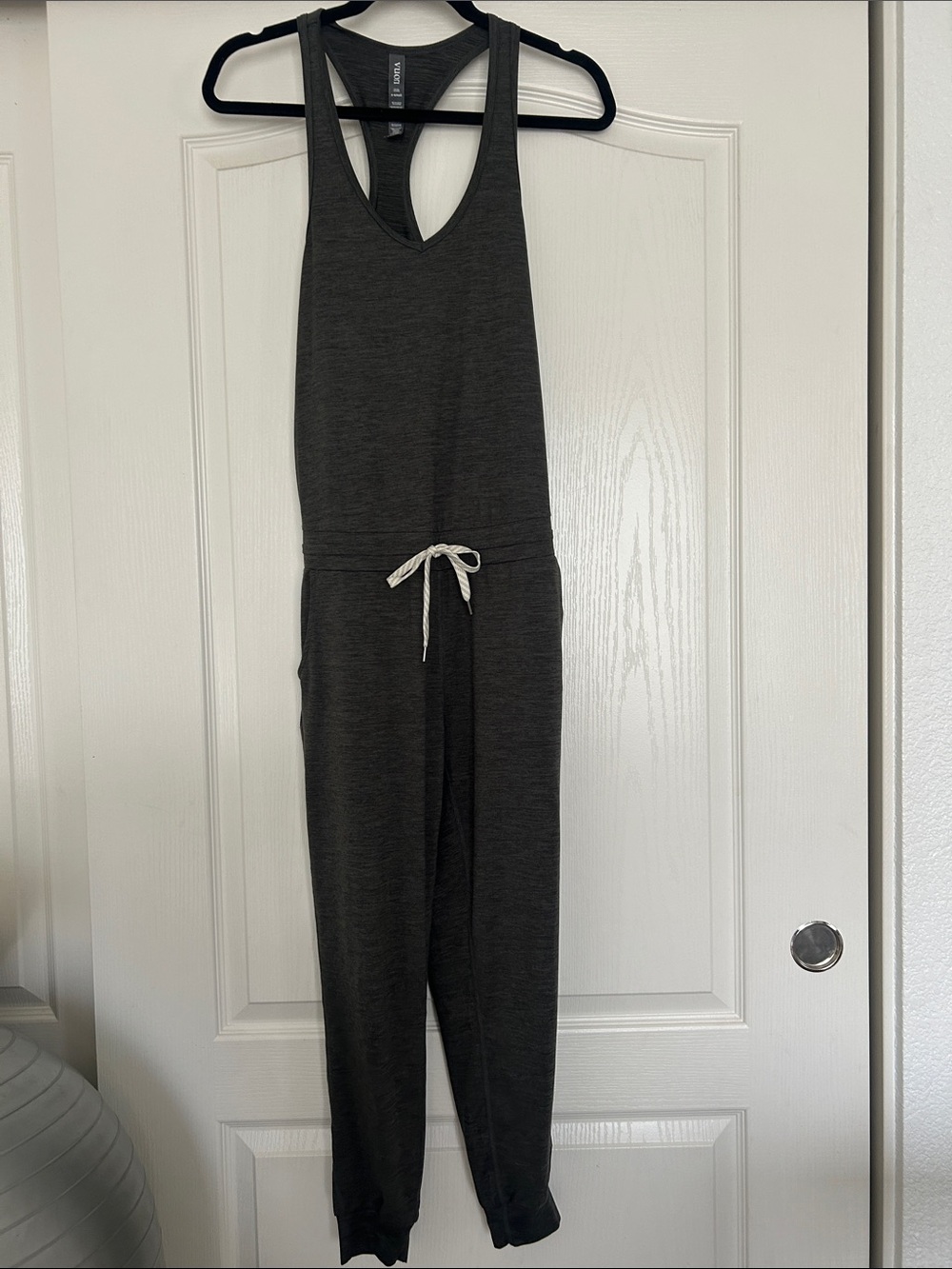 ComfortWash Charcoal Sleeveless Jumpsuit with Drawstring Waist with Pockets